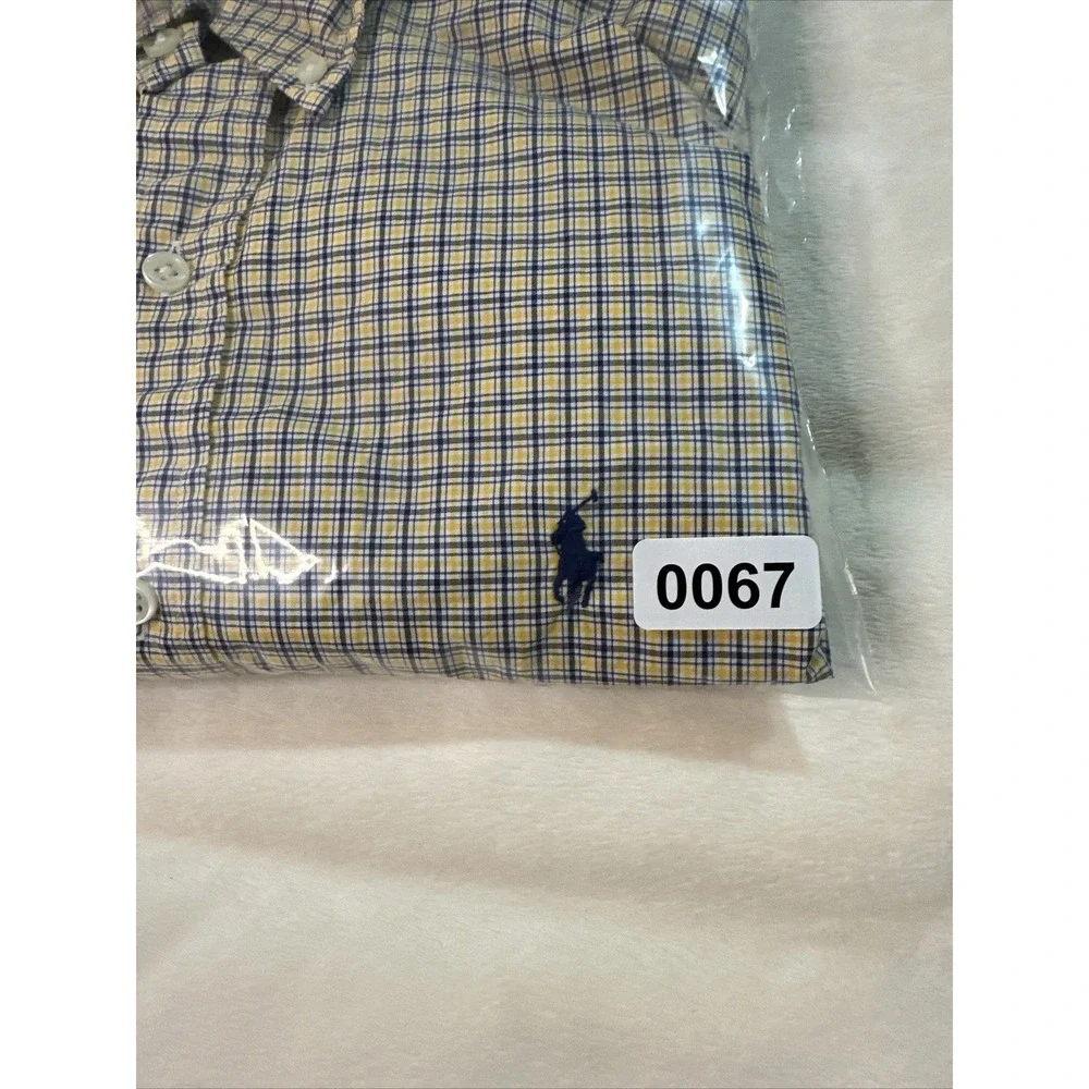 Ralph Lauren Mens M Classic Fit Blue Yellow Check Button Down Long Sleeve Shirt - Picture 12 of 12